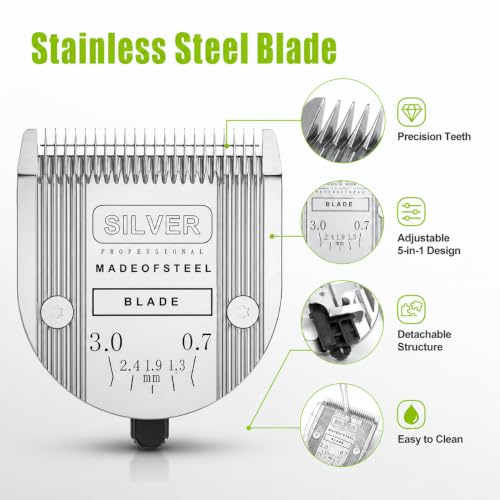 5 in 1 Replacement Blade Compatible with WAHL Bravura Chromado Creativa | 2 Pcs Silver Dog Replacement Heads Compatible with Wahl Bravura Clipper .Chromado，Creativa，Figura Clippers for Dogs Grooming - color: 2 Pack Silver