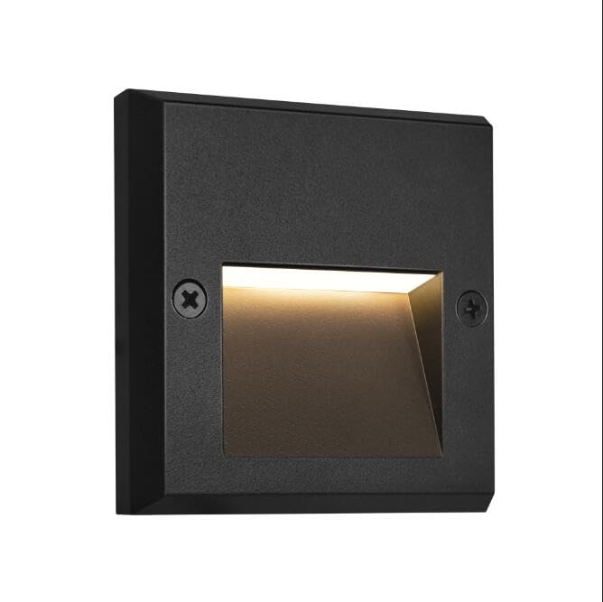 6-Pack Slim Square Low Voltage Deck Post Lights, Outdoor Step Lights, 12V Fence Railing Lighting Fixtures, Die-cast Aluminum, Black, 3000K