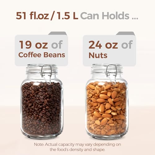 ComSaf Square Glass Jars with Airtight Lids 51 oz 3 Pack Wide Mouth | Flour sugar rice, Kimchi pickling, Sourdough pickling, Pantry organization, Dry food storage, Kitchen storage canister - size: 51oz*3