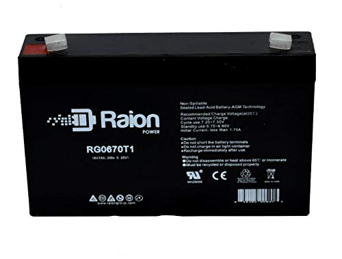 Raion Power 6V 7Ah Compatible Replacement Rechargeable AGM Battery for Zareba ASB5-2 Solar Fence Energizer