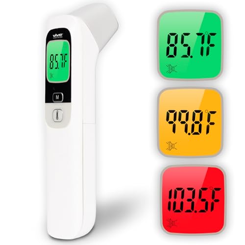 Vive No-Touch Forehead Thermometer - No Contact Infrared Digital | Thermometer for Adults, Kids, Babies, & Objects - Touchless, Accurate Temporal Fever Sensor - Fast, Memory Recall, Large
