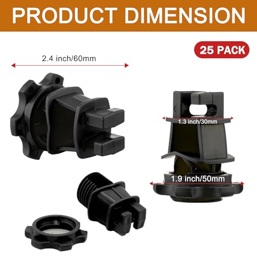 25 PCS Electric Fence Insulators - Screw Mount Round Post Clips, Durable Wire Holders for Farm and Pet Fences - Black - color: Black 25 Pcs