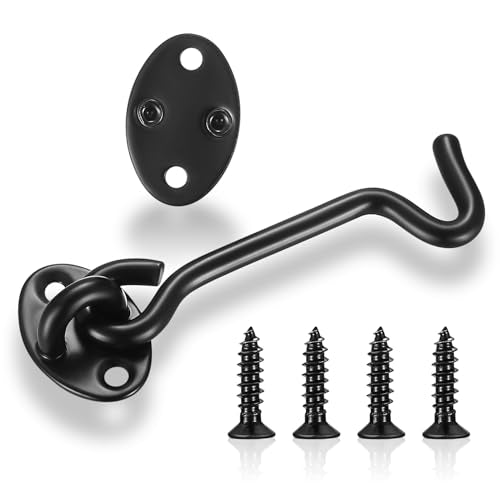 4 Pcs 4 Inch Hook and Eye Latch Door Gate Barn Window Brace | Cabin Lock Hardware Replacement Part Security Fastener