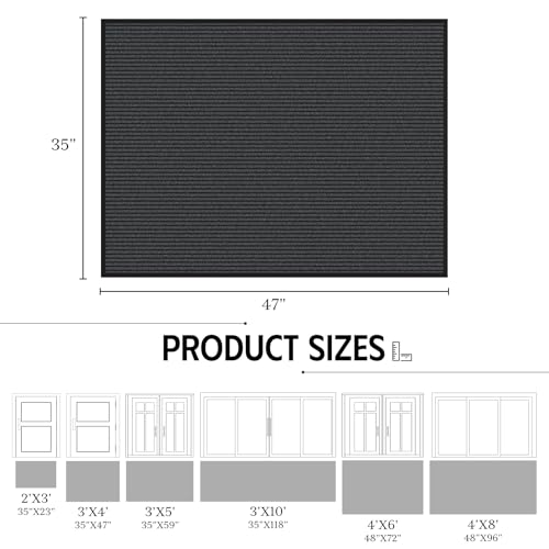 Front Door Mat Outside Entrance, 3' x 4' Low Profile Non-Slip Welcome Mat, Heavy Duty Dirt Trapper Dog Door Mats for Wet Shoes & Paws, Absorbent Commercial Floor Mat for Entryway Patios, Grey - color: Grey Striped, size: 3' x 4'