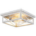 Kondras Antique White Hallway Light Fixture, 2-Light Farmhouse Flush Mount Ceiling Lighting, 1-Pack Metal Kitchen Lighting Fixture, Square Close to Ceiling Lamp for Bedroom Living Room Entryway - color: White, size: 1-Pack