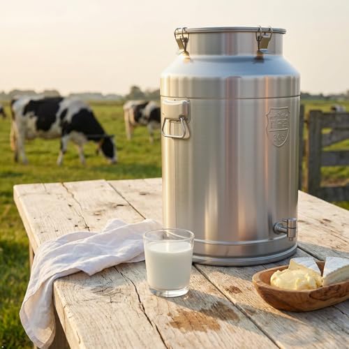 Milk Can with Spout, 20-Gallon Milk Jug Container with Sealed Lid | 304 Stainless Steel Bucket w/ Carry Handle, Airtight Food Storage Container, For Home, Farm, Commercial Kitchen - size: 2560 Ounces