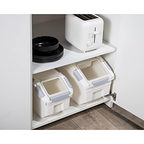 33 Liter / 50 lbs Rice Storage Container with Measuring Cup, BPA free, For Rice | Grain | Pet Food | Flour, 2 count, White