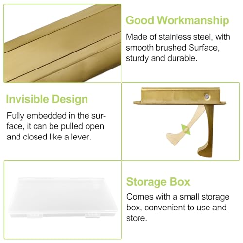 2PCS 304 Stainless Steel Pocket Door Handle Brushed Flush Mount Hardware Door Edge Pull for Closet Pocket (Brushed Gold) - color: Gold-2pcs-A