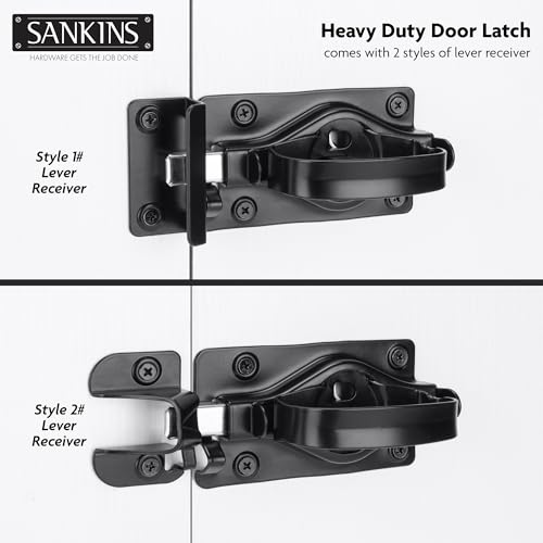 Gate Door Latch, Dual-Sided Operation, Heavy Duty Durable Gate Door Latches for Wooden, Vinyl, Metal Gates, Suitable for Inward and Outward Opening Gates, Enhanced Security with Lock, Black