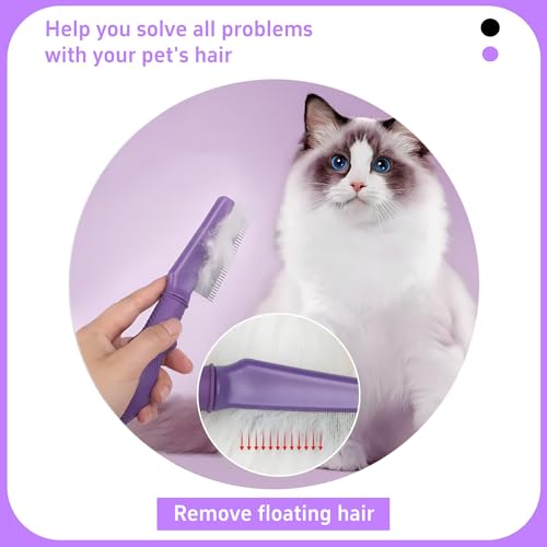 Pet Comb for Dogs & Cats with Long & Short Stainless Steel Metal Teeth For Shedding and Tangles, Non-Slip & Anti-Static Rubber Handle, Safe & Gentle Pet Grooming Comb - size: Pet Grooming Comb