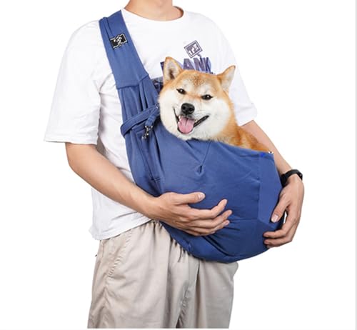 CYBERNOVA Small Pet Dog Cat Sling Carrier for 3-15lbs, with Pocket,Hand-Free Pet Bag Dog Cat Puppy Carry Bag for Travel and Walking Outdoor (Blue) - color: blue