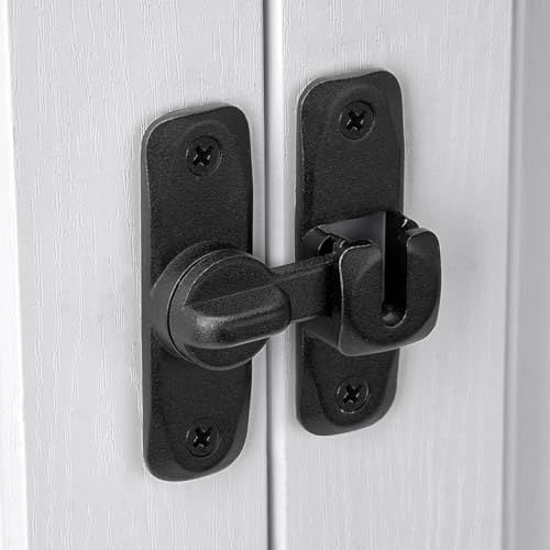 2 Packs Matte Black Barn Door Latches,90/180 Degree Gate Lock_B | Zinc Alloy Right Angle Door Lock Latch,Flip Gate Latches,Sliding Door Latch Lock,for Cabinets,Fence Gates,Pet Cage - color: Matte Black