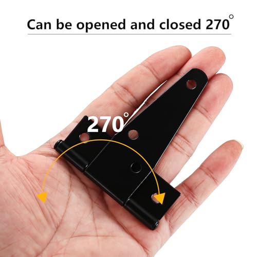 T Strap Hinges Heavy Duty, Shed Door Gate Hinges(Black) | 3 inch t hinges Heavy Duty Black Outdoor Tee Hinge for Wooden Fences, Barn Door Gates Hinge for Shed Door Hardware - size: 4 Pcs *3 inch