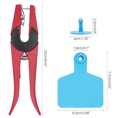 100 Pieces Blank Cattle Ear Tag with Applicator for Pig Cattle Cow Dog | TPU Livestock Ear Tag Kits Animal Identification with Ear Tag Applicator (Blue) - color: Blue