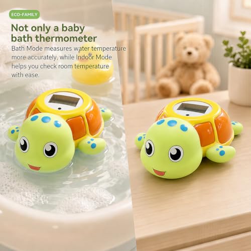 Lying Turtle Water Proof Baby Bath Thermometer for Baby Bathtub Safety | Floating Temperature Toy Water Thermometer, BPA Free, Baby Gift，New Baby Essentials，Animal Design - color: green