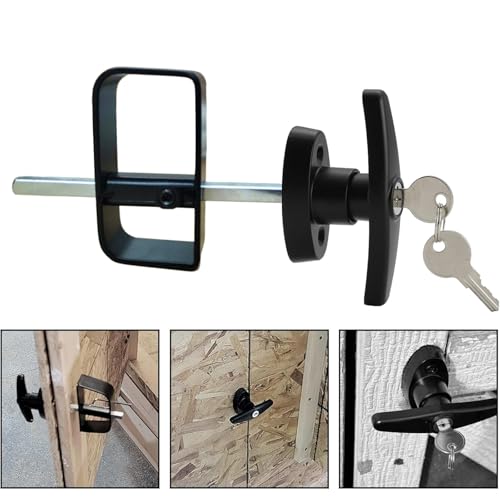 WellMade Shed Door Latch, T Handle Lock Kit, 5½" Storage Barn Playhouse & Chicken Coop Lock Replacement Set, Black 2 Pack - size: 2 Pack