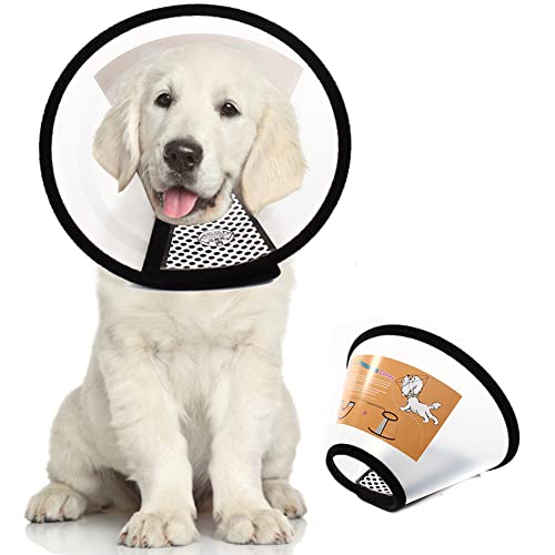 Plastic Pet Recovery Collars & Cones for Dogs and Cats After Surgery Adjustable Dog Neck Cone Surgical Elizabeth E-Collar Prevent Biting and Stop Licking Wound (S) - size: S (Neck: 9.9-12.6 in)