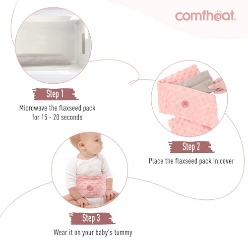 Colic and Gas Relief for Newborns, Flaxseed Heated Tummy Wrap | Infants Baby Swaddling Belt with Soothing Warmth, Natural Relief for Upset Stomach in Babies Toddlers, 0-3 Years (Pink) - color: Pink