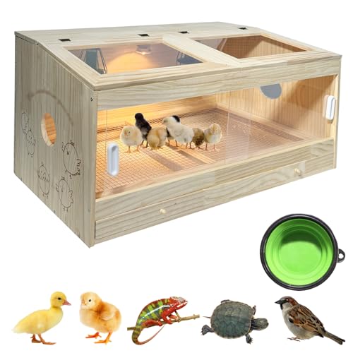 25-Piece Large Chicken Brooder Box 32", Drawer Manure Separation, All-in-One Kit, Up to 35 Chicks, Brooder with Temp Controller, Thermometer, Chicken Brooder Box for Quail, Hamsters, Pattern C - size: 31.5"L x 15.75"W x 15.75"H