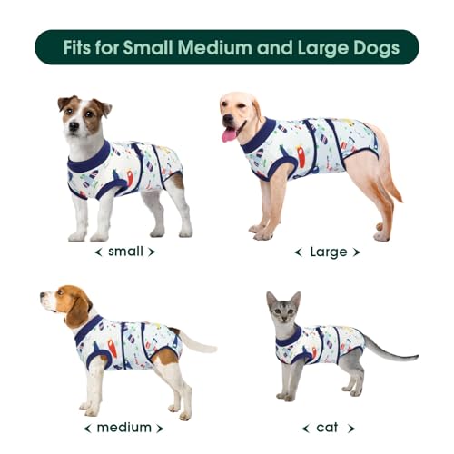 Kuoser Recovery Suit for Dogs Cats, Soft Dog Surgery Suit Female Male Spay | Professional Dog Onesie for Surgery, Substitute E-Collar & Cone, Prevent Licking Dog surgical suit Pet Neuter Suit - color: ColorPlane, size: X-small (Back:8.3-11.4'', Weight:4-7