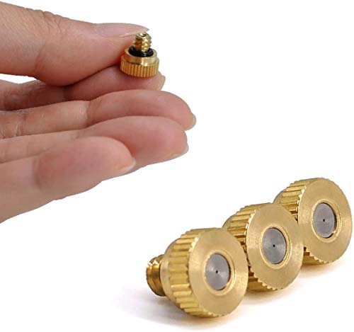 50Pcs Brass Mister Nozzles, 0.012" Misting Tips for Outdoor Cooling | 0.3mm Orifice, 10/24 UNC Thread, Replacement Heads for Patio Misting System, High Pressure Water Mister Parts