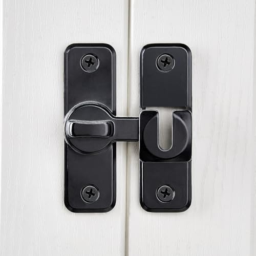 2 Pcs Black 90/180 Degree Flip Latch,Zinc Alloy Barn Door Latch | Right Angle Door Lock Latch,Sliding Door Latch Lock,for Cabinets,Bedroom,Fence Gates,Window,Garden,Garage,Pet Cage - color: Black