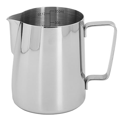 304 Stainless Steel Milk Frothing Pitcher Silky Latte Art Perfect Cappuccinos Measuring Cup for Baristas (350ML) - size: 350ML