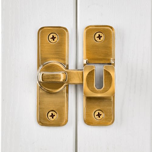 2 Pcs Brass 90/180 Degree Flip Latch,Zinc Alloy Barn Door Latch | Right Angle Door Lock Latch,Sliding Door Latch Lock,for Cabinets,Bedroom,Fence Gates,Window,Garden,Garage,Pet Cage - color: Brass