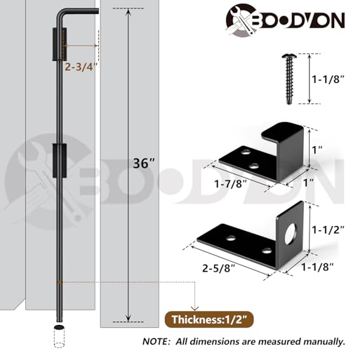 36" Cane Bolt Gate Drop Rod Heavy Duty Gate Hardware, Gate Ground Latch for Wood Metal Vinyl Gates Doors Stopper for Gate Ground, Wrought Iron Gate Latches, Black Finish-1 Pack - size: 36 Inch
