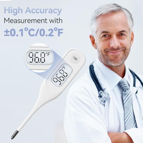 Berrcom Digital Thermometer for Adults and Kids, Medical Thermometer for Fever 10 Second Reading Armpit Thermometers with Fever Alarm - color: Navy Blue
