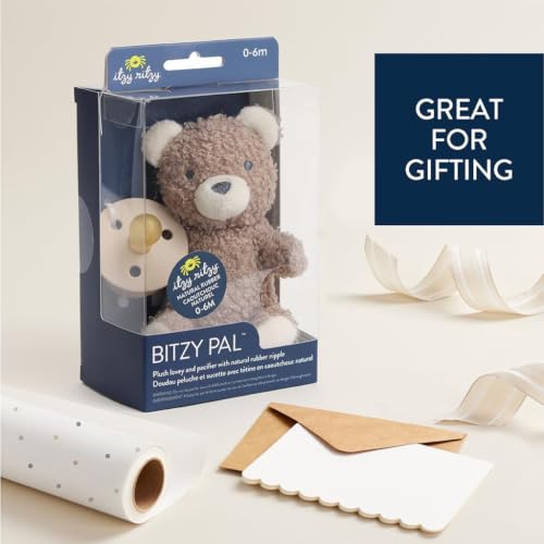 Itzy Ritzy Pacifier & Lovey Set - Natural Rubber Pacifier with Plush Bear | Natural Rubber Pacifier with Detachable Bear Lovey, Soft Cotton Fabric, Large Vent Holes, and Soothing Comfort for Babies - color: Bear