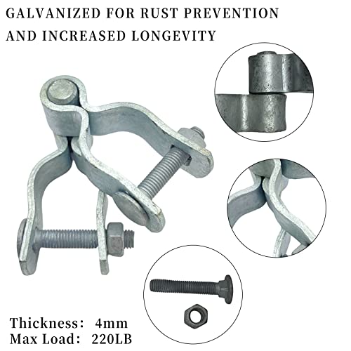 1-3/8" Chain Link Fence Gate Post Hinge, Galvanized Fence，4pcs for 32mm Pipe Panel Frames, Male and Female Hing Carbon Steel Max Load 220lb Fit 1 ⅜"