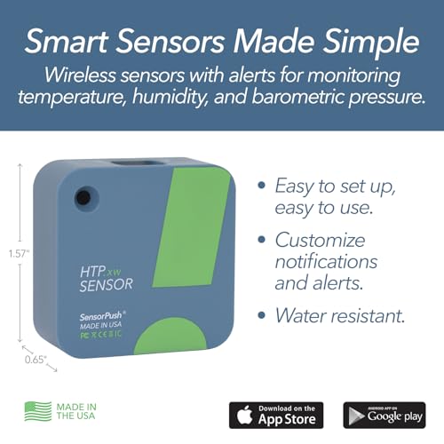 HTP.xw Temperature, Humidity & Barometric Pressure, Bluetooth | Water resistant, measures dewpoint, VPD & heat index, indoor/outdoor, unlimited in-app data, works with G1 Gateway, USA made