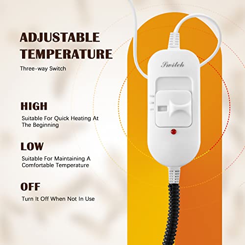 20W Heating Pad Chicken Coop Rabbit Cat Dog 110V Chew Resistant | Adjustable Temp Control, Waterproof Outdoor Use, Guinea Pig Warmer, Heated Blanket with Durable Chew Resistant Cord