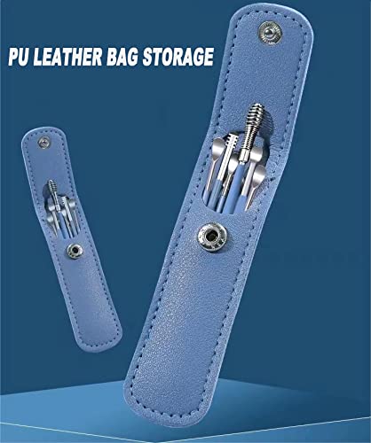 12 Pcs Ear Pick Earwax Removal Kit, Ear Cleaning Tool, Stainless Steel Earwax Removal Tool with Leather Storage Box (Blue&Green) - color: Blue and Green
