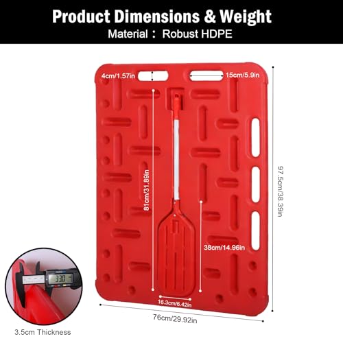 Danbark Livestock Sorting Panel with Paddle, Lightweight Animal Handling Equipment for Hogs, Sheep, Goats, Cattle, Portable Farm Fencing & Crowding Gate (Red, Medium 38x30")