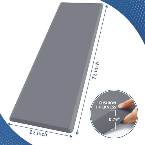 0.8" Thick Kitchen Mat Cushioned Anti Fatigue Rug Comfort Floor Mats | Water-Resistant, Non-Slip, Easy to Clean Comfort Floor Mat for Kitchen, Sink & Office, Multiple Colors & Sizes, 72" x 22" - color: Grey, size: 72"L x 22"W x 0.8"Th