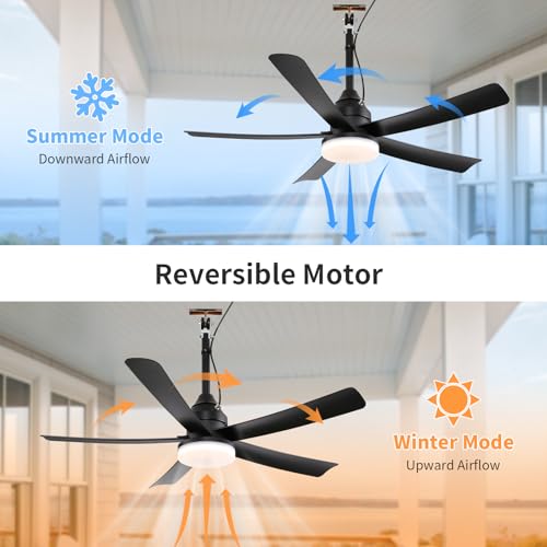 AHAWILL 42" Waterproof Outdoor Ceiling Fan with Light,Hook Hanging | Plug-in,3CCT Dimmable Light,6 Speeds,Remote Control,Reversible DC Motor,Hanging Outdoor Gazebo Fan for Patio,Porch,Pergola