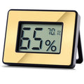 Digital Hygrometer Thermometer for Humidors, Large Display, Gold | Large display, 5-second refresh, max/min records, Fahrenheit/Celsius switch, stand for home and humidor use