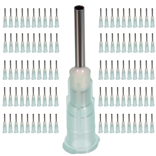 100pcs 14G blunt tip glue dispensing nozzles Blunt-nosed needle glue applicator, used for applying industrial liquids, adhesives, inks, perfumes, lip glosses.0.5 inches - size: 14G 100pcs
