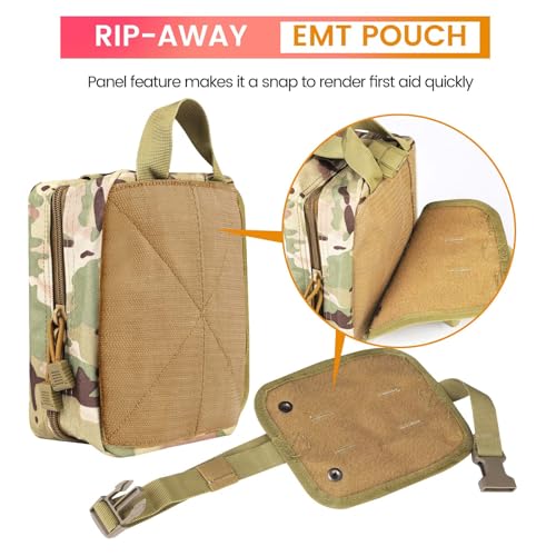 Medical Molle Pouch Tactical - 1000D Nylon First Aid Pouch, Big Capacity EMT Pouch Utility, Heavy Duty Military Grade Rip-Away Ifak Pouch for Home and Outdoor Activities（Bag Only - color: Multicam