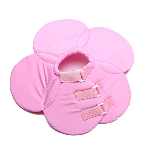 Dog Cone E-Collar Flower Soft Elizabethan Waterproof Grooming Recovery Protective Adjustable Collar for Puppy Small Medium Dogs (S Neck:9-11in, Pink) - color: Pink, size: S Neck:9-11in