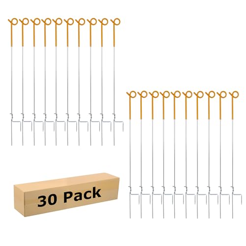 41 Inches Pig Tail Electric Fence Post, 30 Pack Stainless Steel Step in Fence Post, Electric Fencing Post for Garden and Livestock, Yellow - color: Yellow