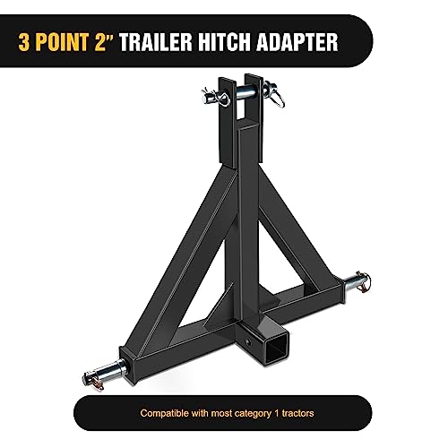 Nilight 3 Point 2" Trailer Hitch Receiver Category 1 Drawbar | Heavy Duty Tractor Drawbar Adapter Compatible with Kubota Bx John Deere Nortrac Kioti Yanmar Cat Black - color: 2" Trailer Hitch Receiver Black