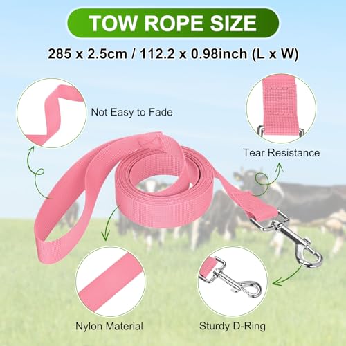 M METERXITY 2-Pack Adjustable Cattle Cow Calf Halter, 13.78"-17.7" Nylon Livestock Cow Halter with Leading Rope for Miniature Horse/Donkey/Goat/Cattle [Red/Black]