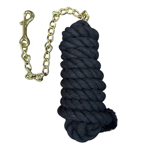 Basic Cotton Lead Rope w/Stud Chain - color: Black