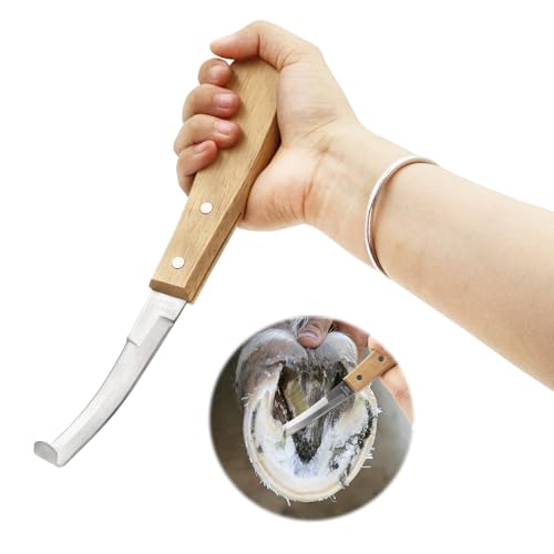 2PCS Stainless Steel Double Edged Hoof Knive with Wooden Handle, Stainless Steel Blade Suitable Hoof Knife for Horses The Toes of Horses, Cows, and Sheep, Repair Knives for Hoof Maintenance