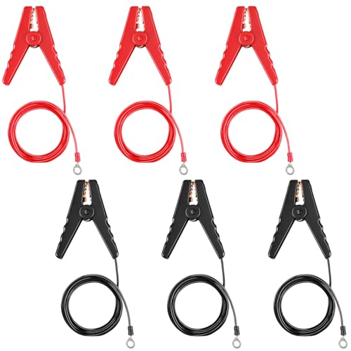 Kanayu 6 Pcs 3 ft Solar Electric Fence Wire Connectors Solar Fence Charger Connectors Electric Connect Clips Lead Copper Wire with Alligator Clip