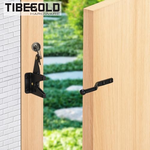 Gate Latch Cable Pull, Spring-Loaded Cable Pull, Black Gate Opener Adjustable from 2" to 6", Compatible with Vatious Gate Latches for Wooden Fence Gate, 1 Pack