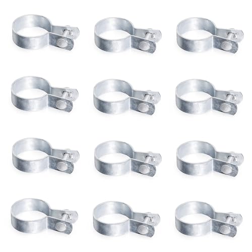 KINNAN 12 Pack 1-7/8'' Galvanized Steel Chain Link Brace Bands with Required Bolts and Nuts, Chain Link Fence Brace Band for Fence, Gate, Posts, Rust-Resistant, Easy to use - size: 1-7/8 inch